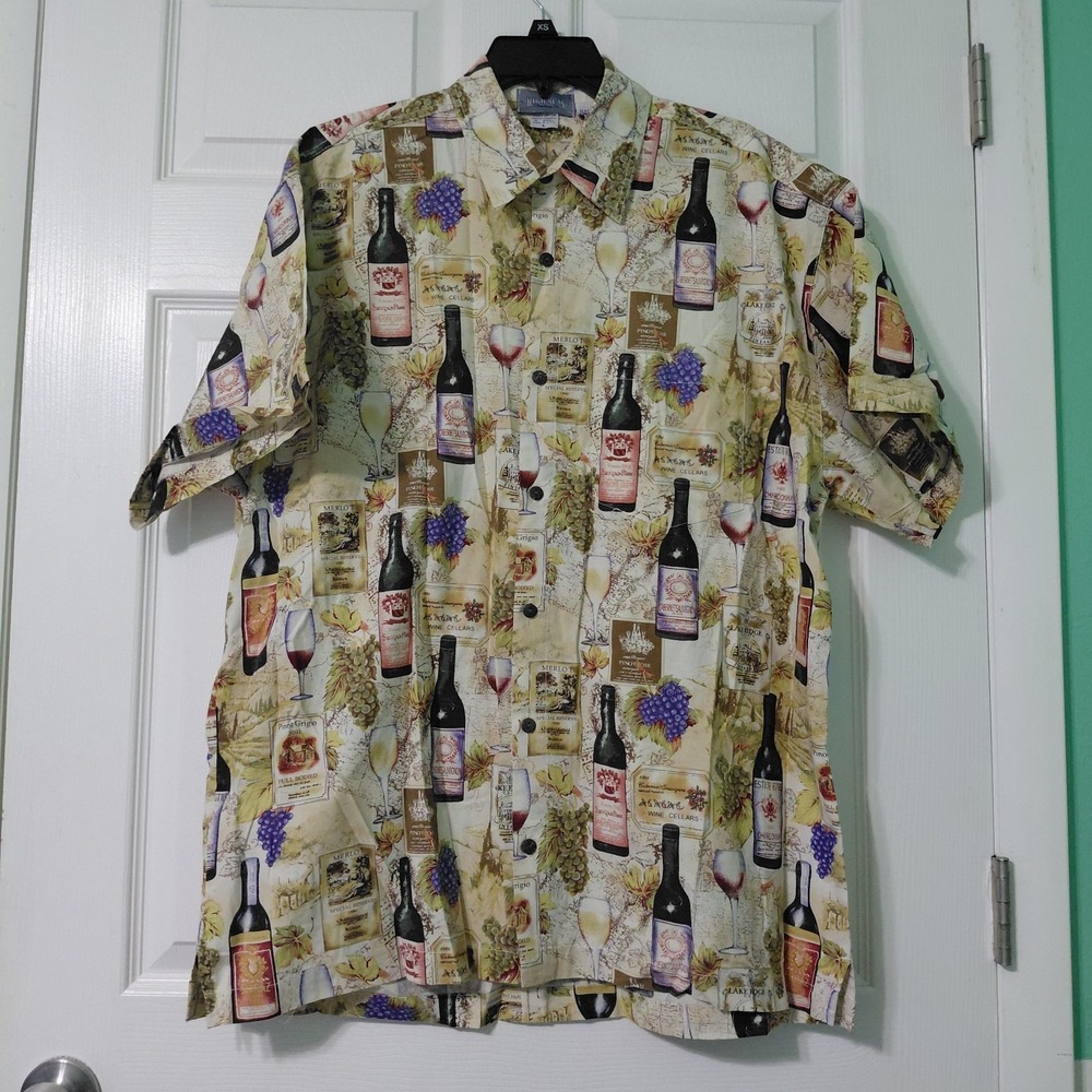 High Seas Shirt Mens Large Button Up Vineyard Wine Tasting Travel USA